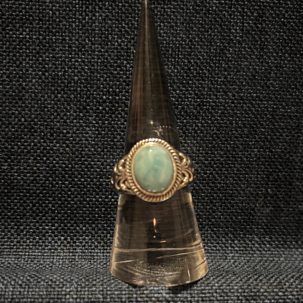 Sterling Silver larimar ring sz 8 NEW